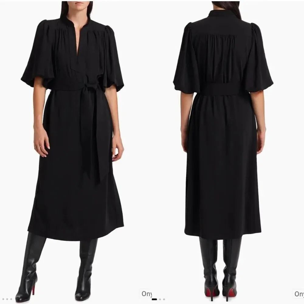 Figue Dani Tie-Waist Midi-Dress, Black XL $698